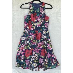 Gianni Bini Dress Womens Size 2 Floral Embroidered Fit And Flare‎ Fully Lined